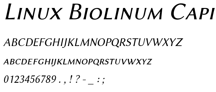 Linux Biolinum Capitals Italic font